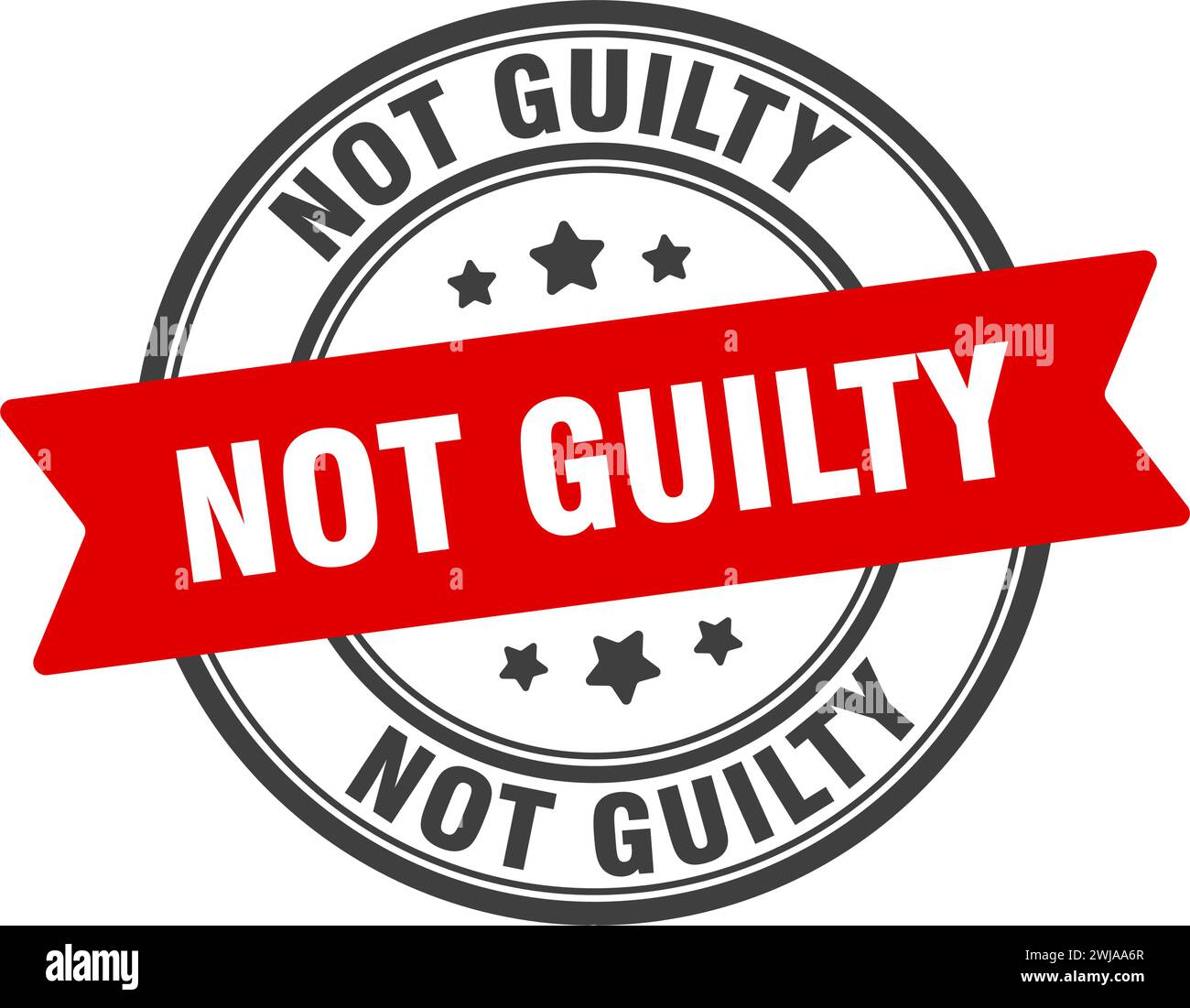 not guilty stamp. not guilty round sign. label on transparent ...