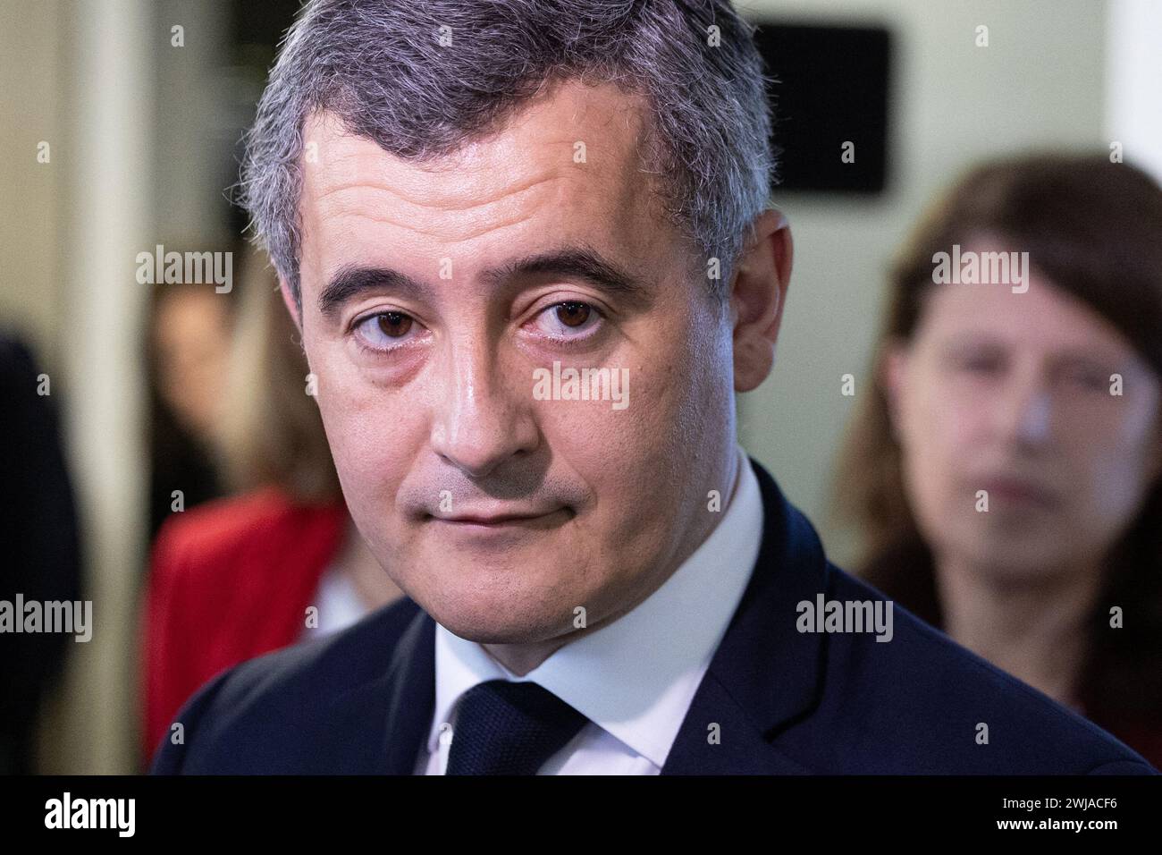 Paris, France. 14th Feb, 2024. French Interior Minister Gerald Darmanin
