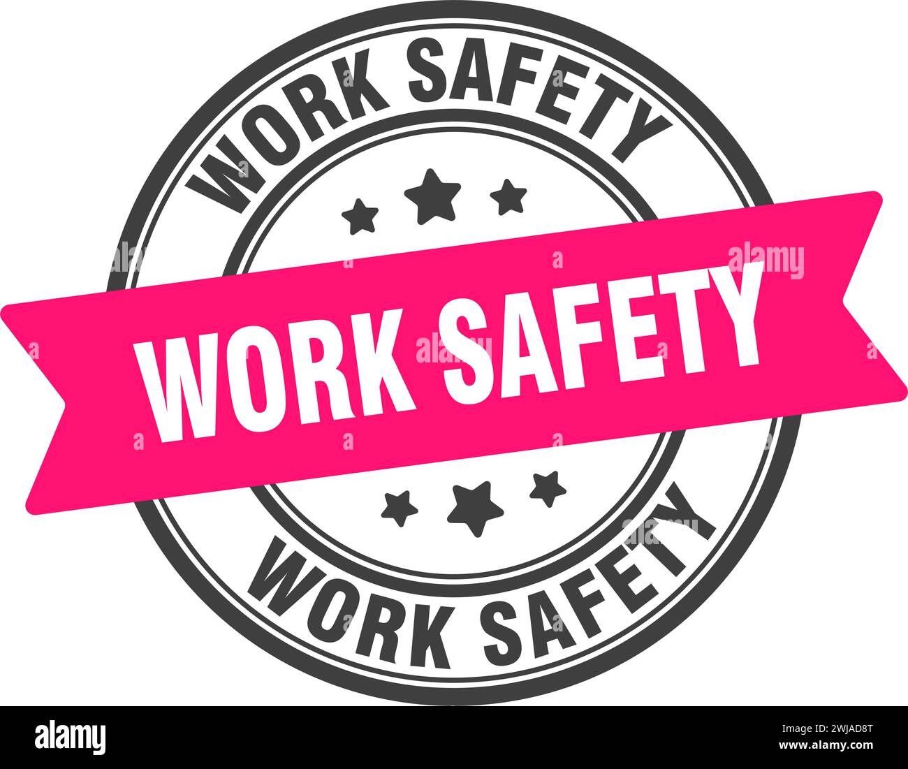 work safety stamp. work safety round sign. label on transparent ...