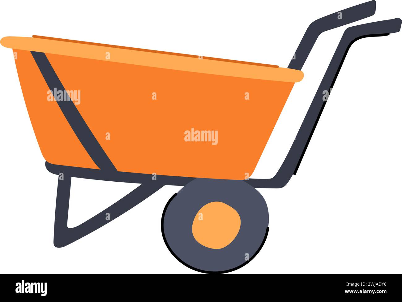 trolley wheelbarrow cartoon vector illustration Stock Vector