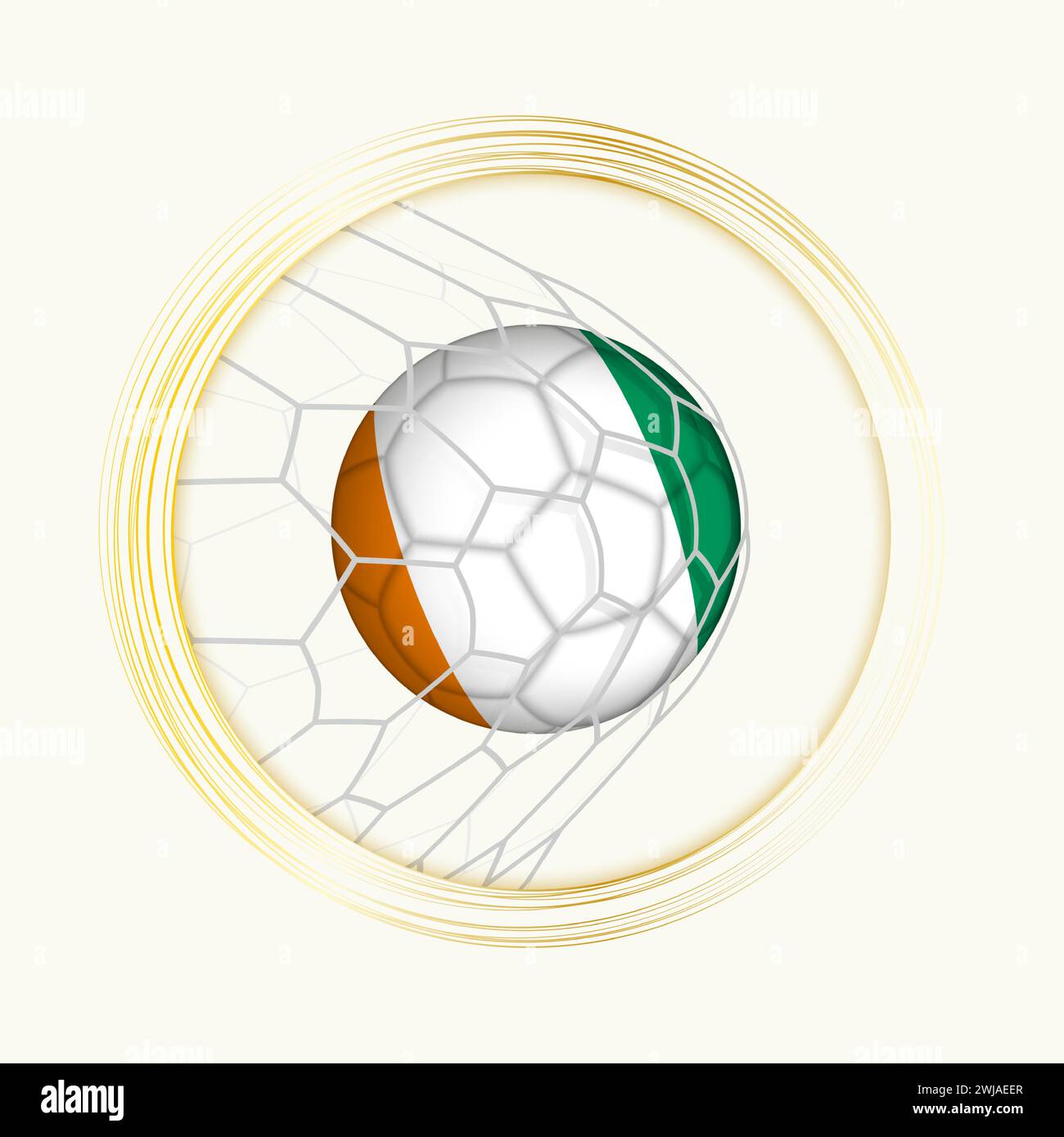 Ivory Coast scoring goal, abstract football symbol with illustration of