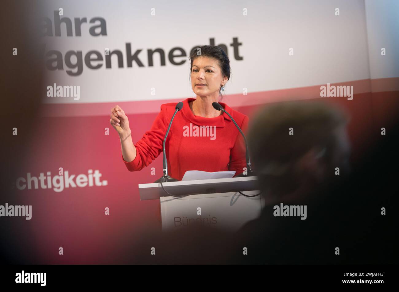 Passau, Germany. 14th Feb, 2024. Party chairwoman Sahra Wagenknecht