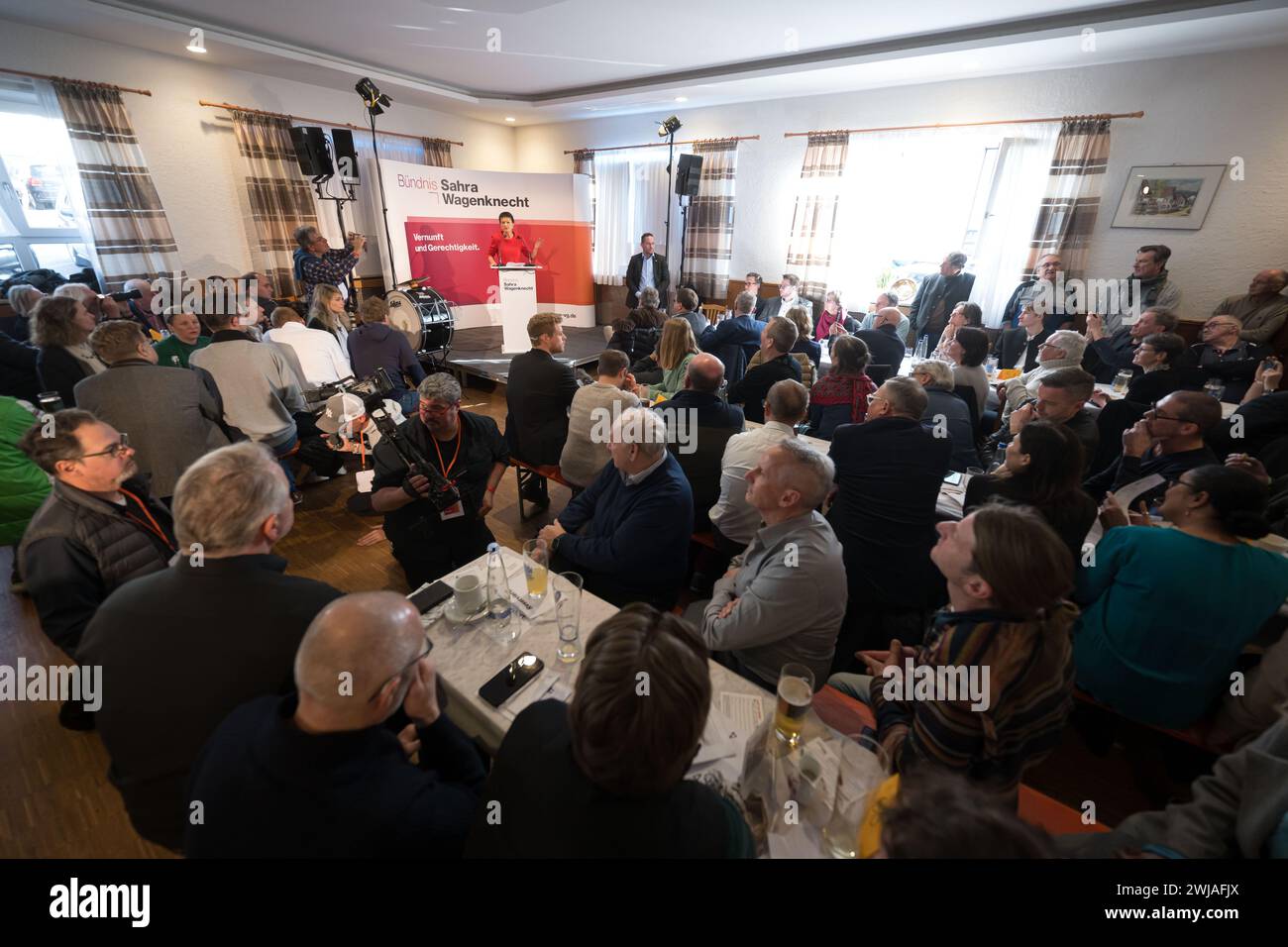 Passau, Germany. 14th Feb, 2024. Party chairwoman Sahra Wagenknecht
