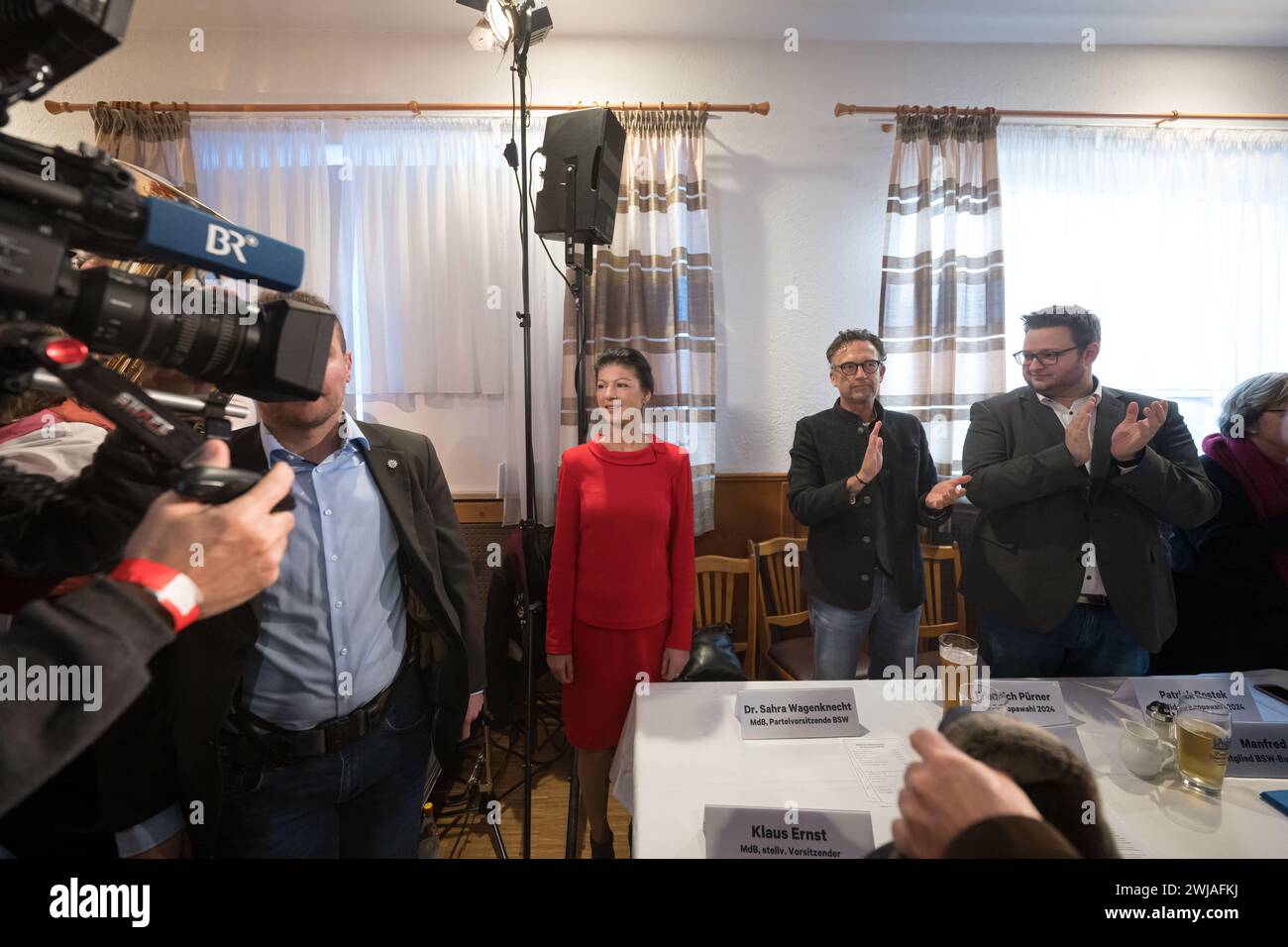 Passau, Germany. 14th Feb, 2024. Party leader Sahra Wagenknecht arrives