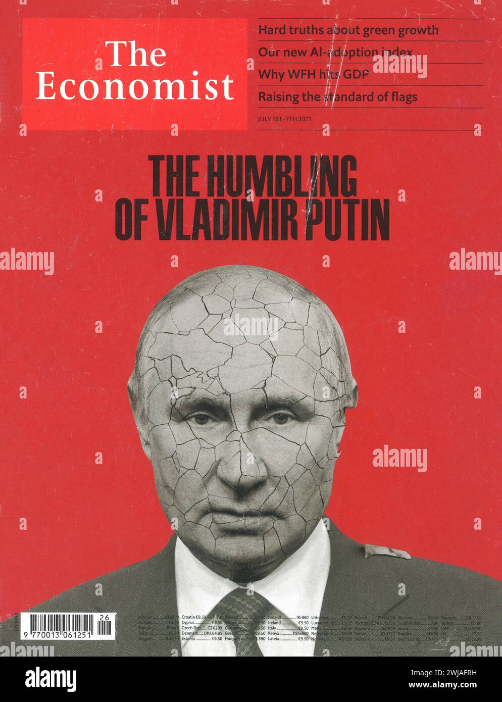 The Economist magazine cover July 17 2023, "The humbling of Vladimir