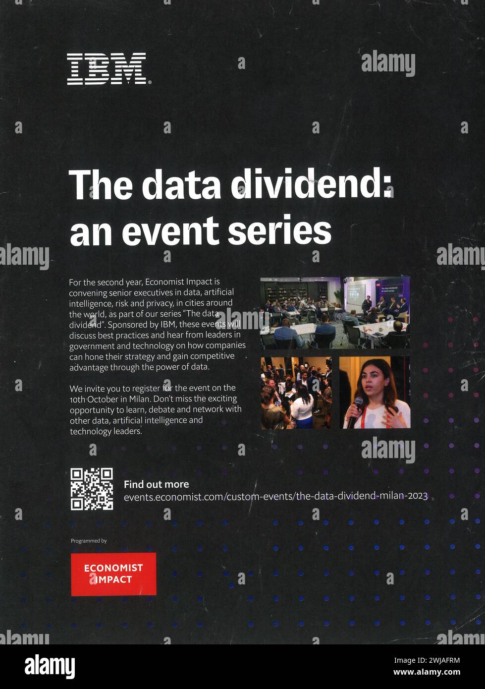2023 IBM Economist Impact conference for executives ad Stock Photo