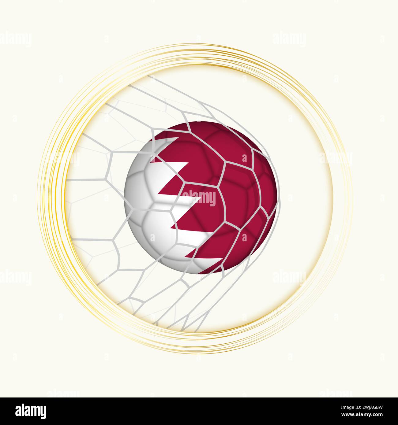 Qatar scoring goal, abstract football symbol with illustration of Qatar ball in soccer net