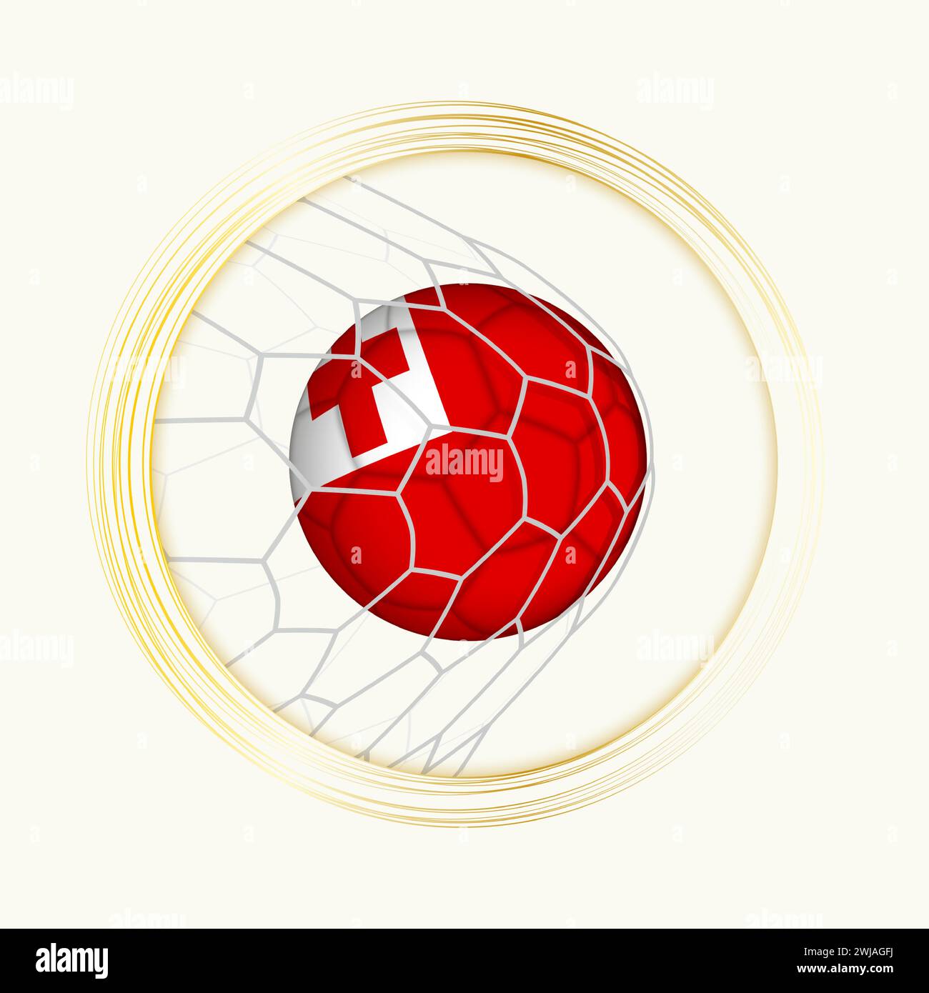 Tonga scoring goal, abstract football symbol with illustration of Tonga ball in soccer net. Vector sport illustration. Stock Vector