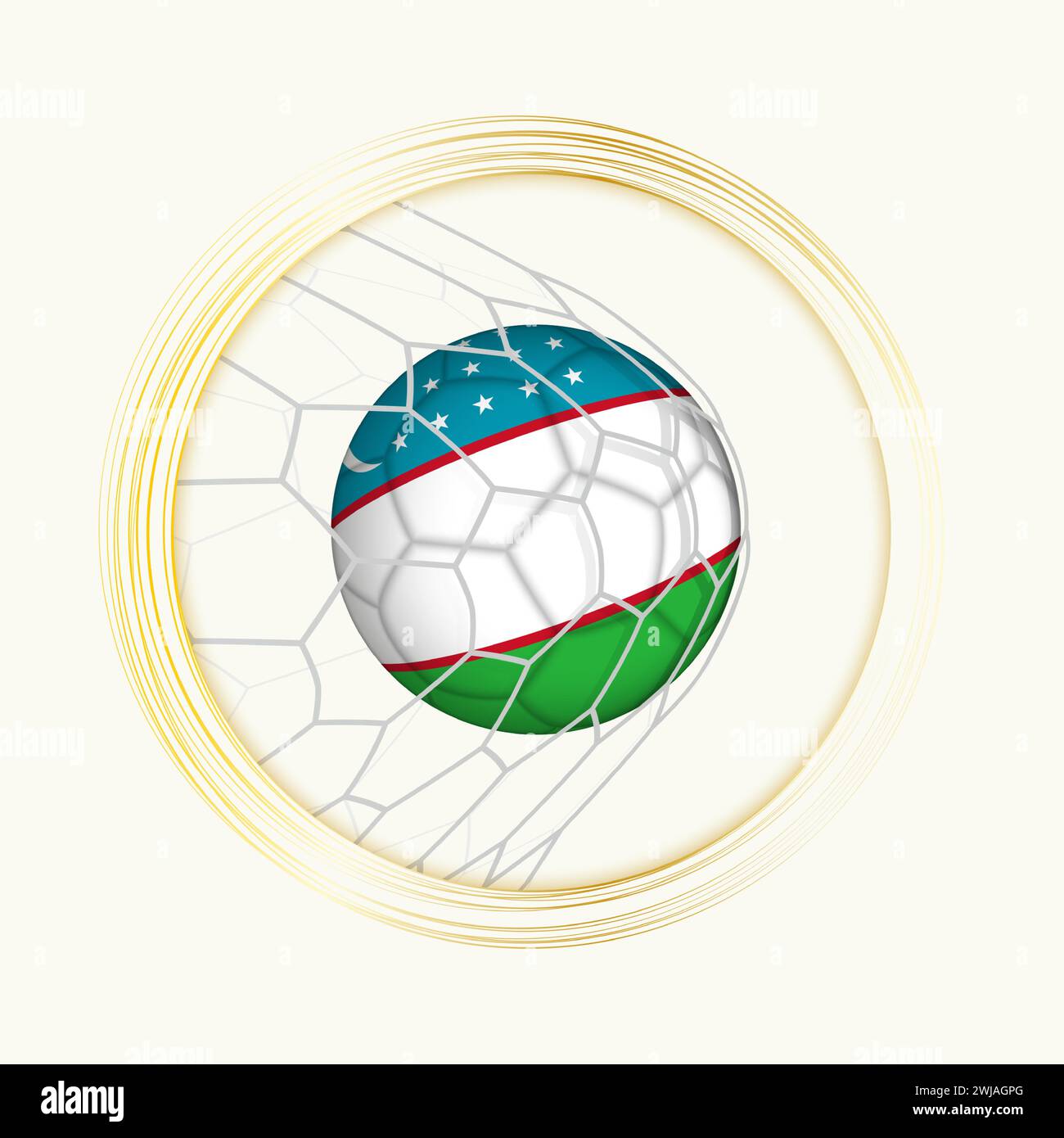 Uzbekistan scoring goal, abstract football symbol with illustration of
