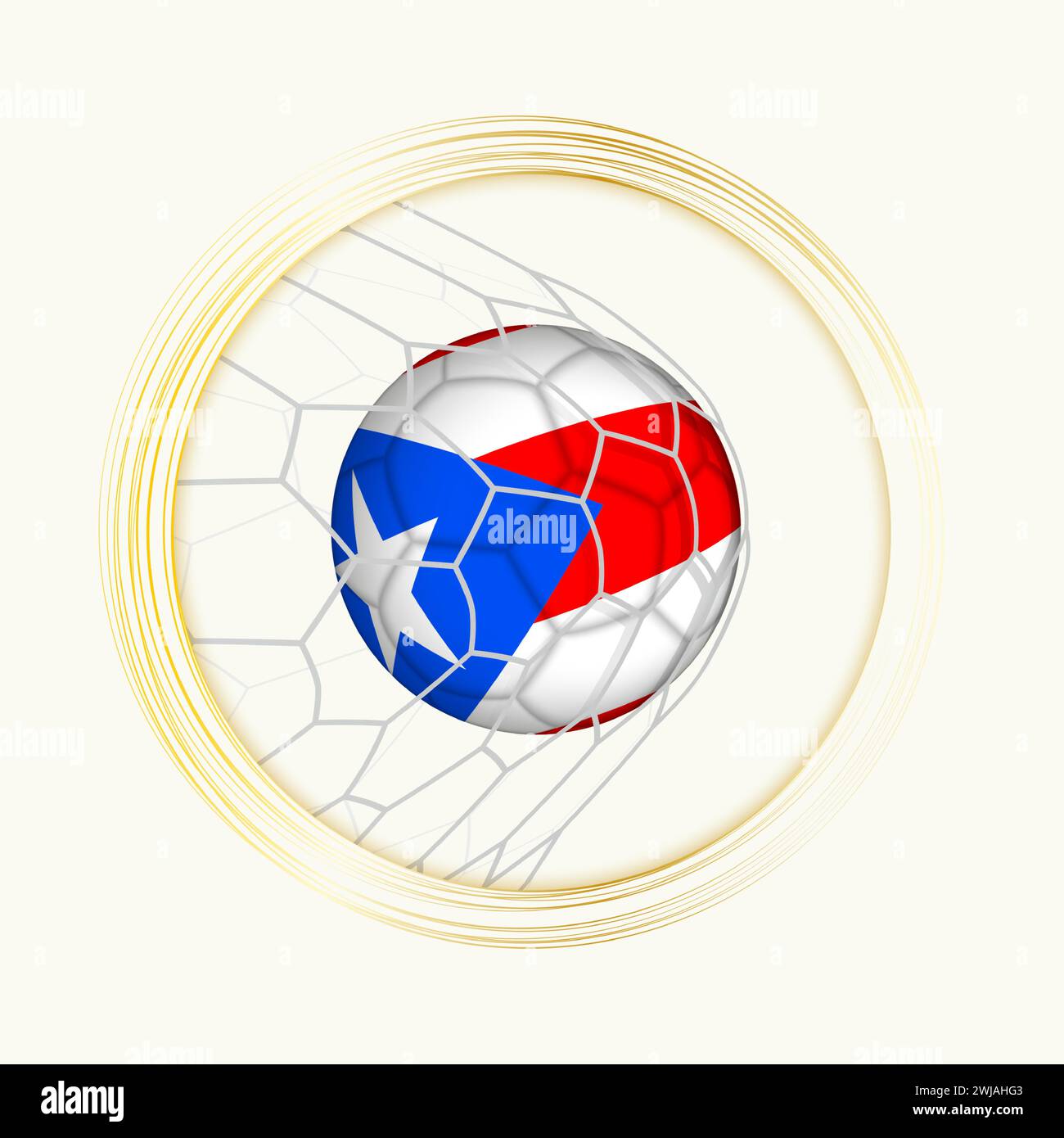 Puerto Rico scoring goal, abstract football symbol with illustration of Puerto Rico ball in