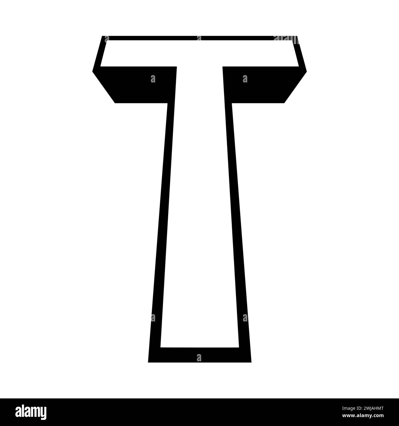 Logo letter t, tall slender font letter t perspective height Stock Vector