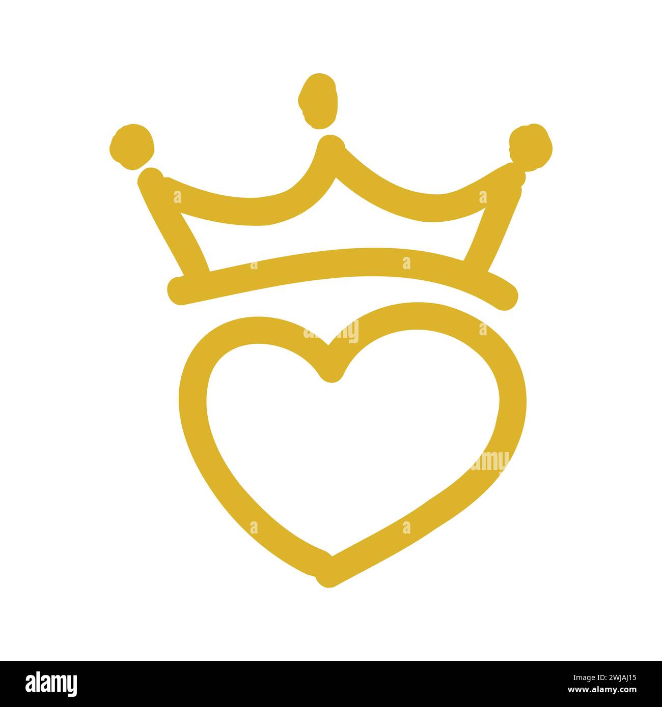 Golden Doodle Crown Heart Line Icon Stock Vector