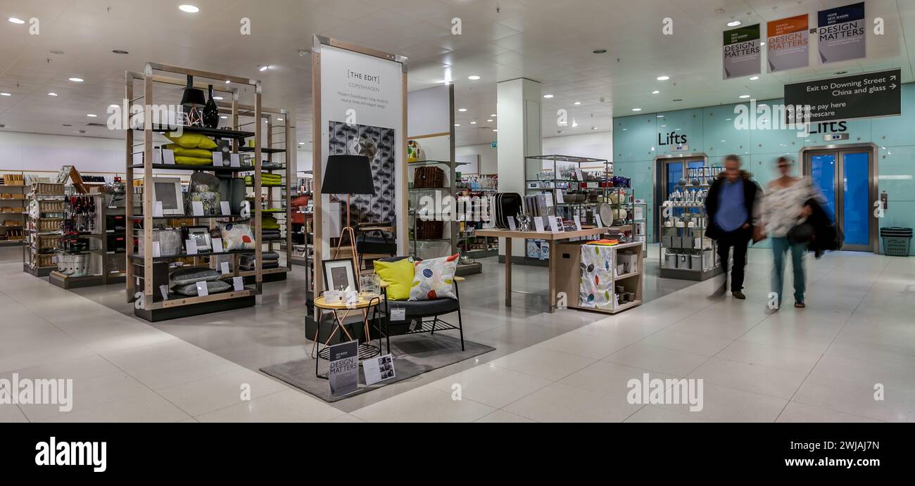 Cambridge, England - Sept 19 2014: Home furnishings shopping department within John Lewis Stock Photo
