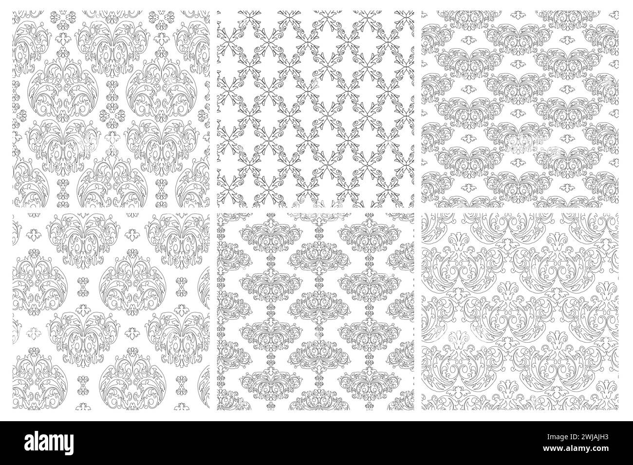Vector damask vintage baroque ornament. Retro pattern antique style Seamless floral pattern. Royal wallpaper. Gothic background. Vector black and whit Stock Vector