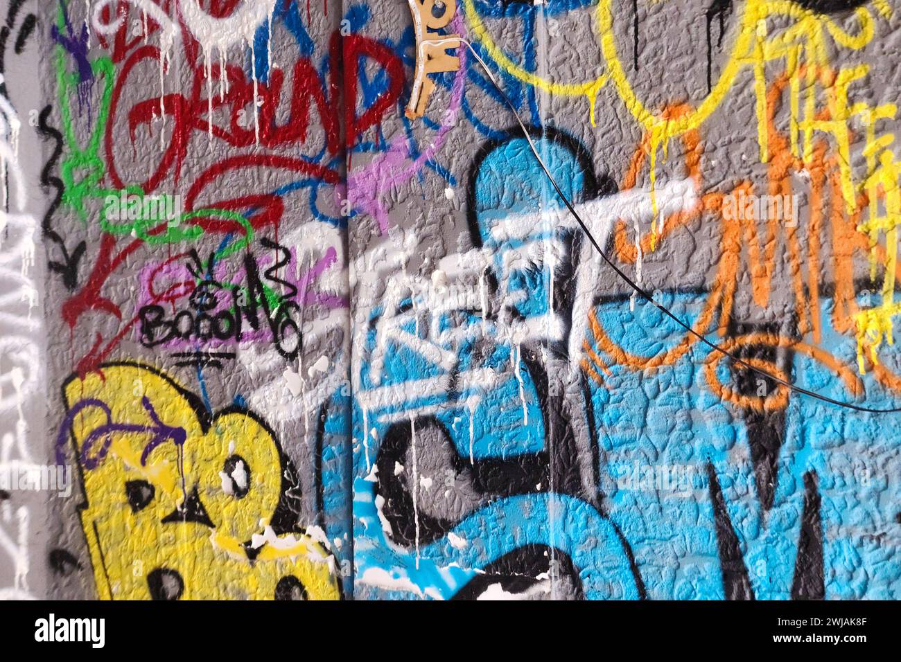 graffitied wall texture on the street