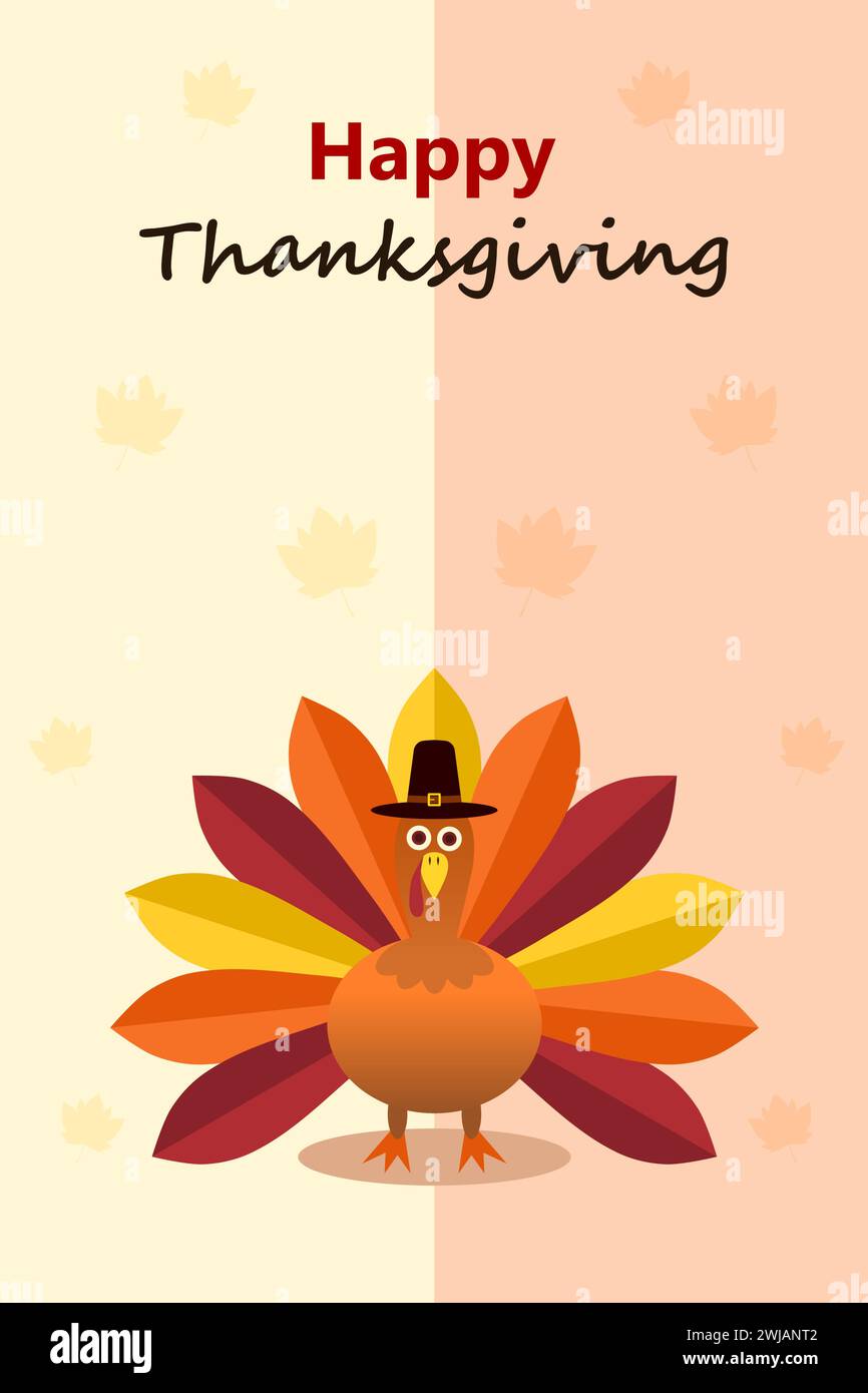Celebration of Thanksgiving Day with turkey bird, vertical banner ...