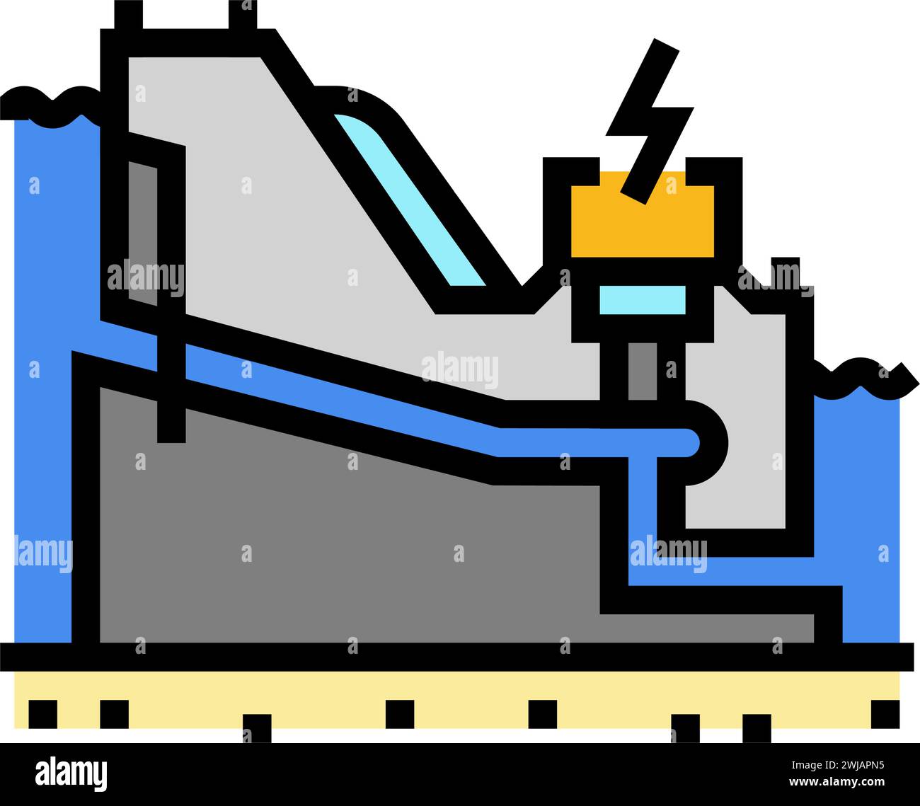 Power Generation Hydroelectric Color Icon Vector Illustration Stock power-generation-hydroelectric-color-icon-vector-illustration-stock