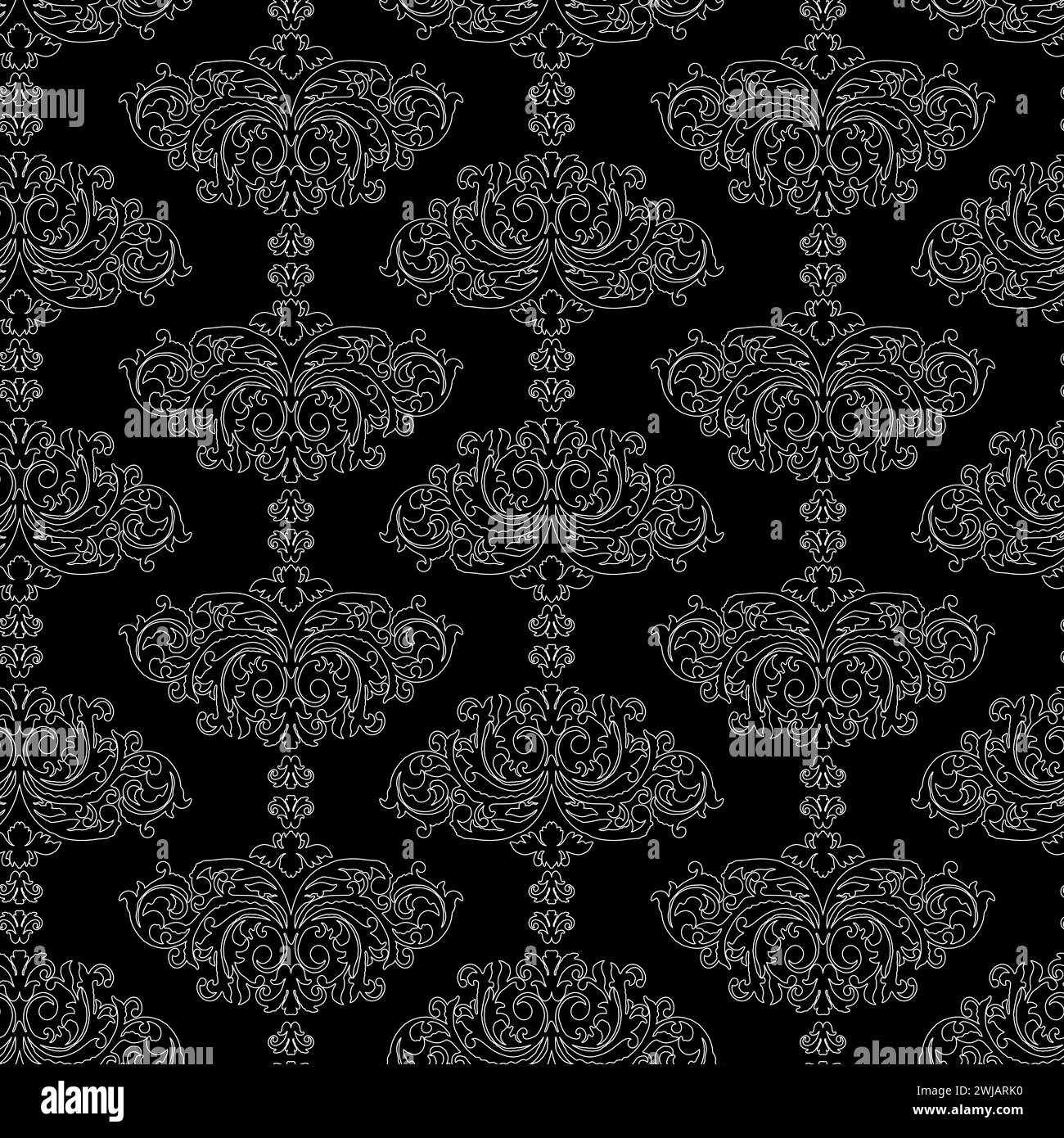 Vector damask vintage baroque ornament. Retro pattern antique style. Seamless floral pattern. Royal wallpaper. Gothic background. Vector black and Stock Vector