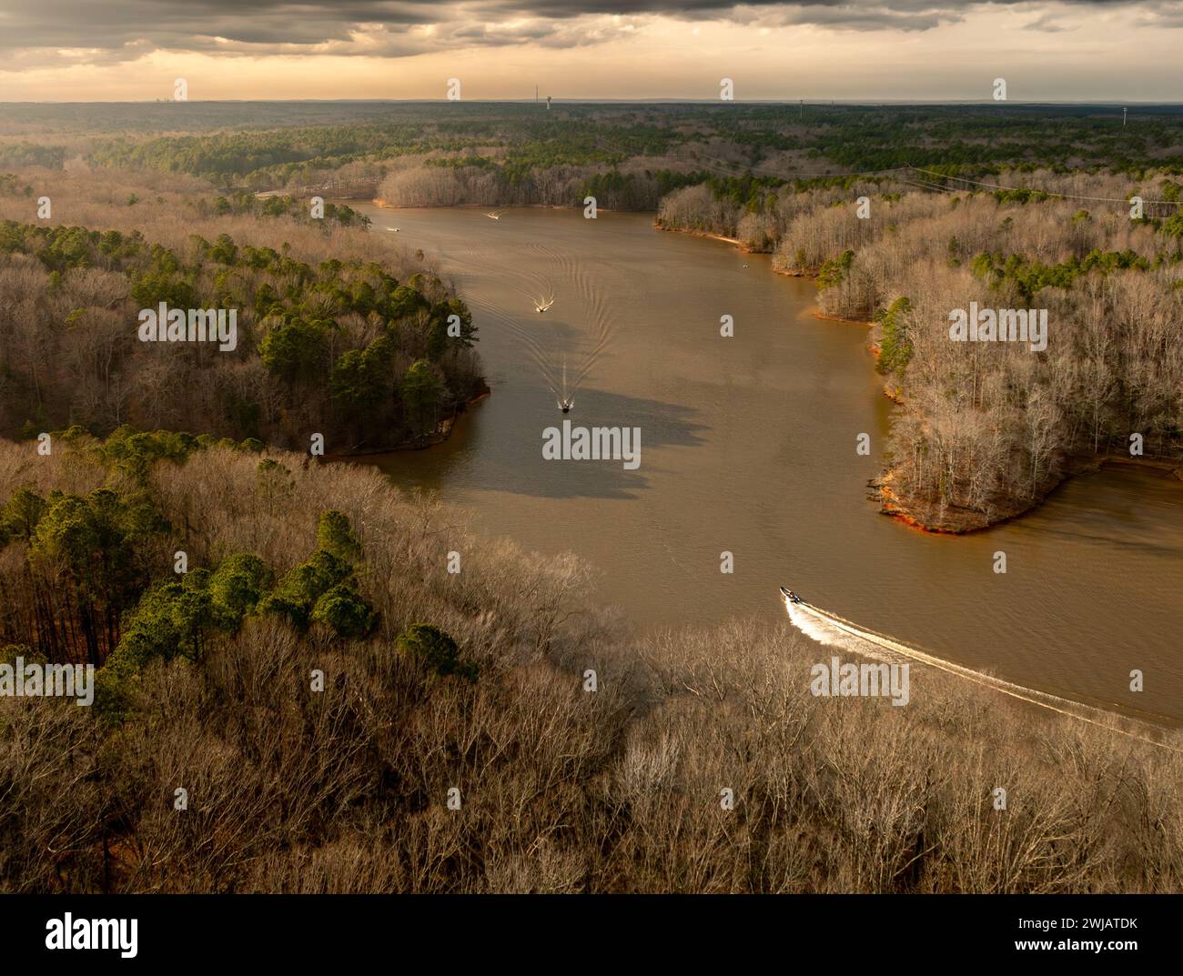 An aerial view of island at Blue Jay Point in Raleigh, North Carolina Stock Photo