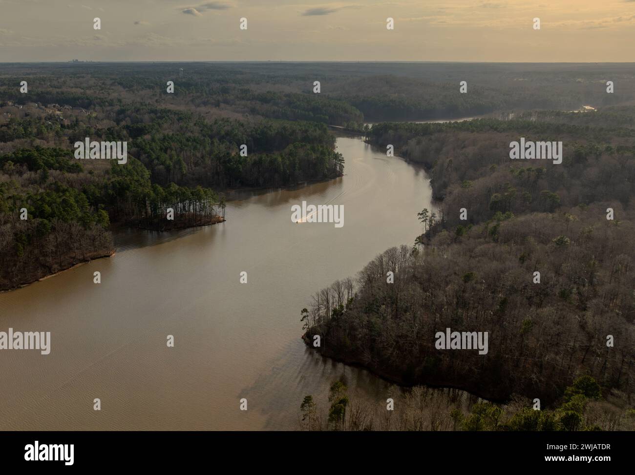 An aerial view of island at Blue Jay Point in Raleigh, North Carolina Stock Photo