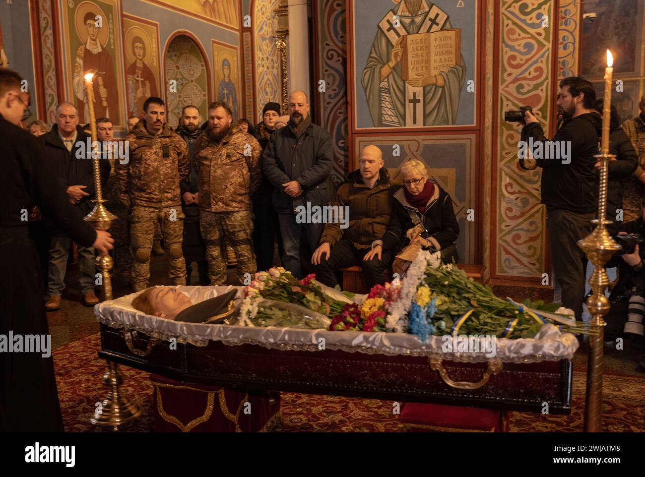 Kyiv, Ukraine. 14th Feb, 2024. A Valentine's Day funeral in Kyiv ...