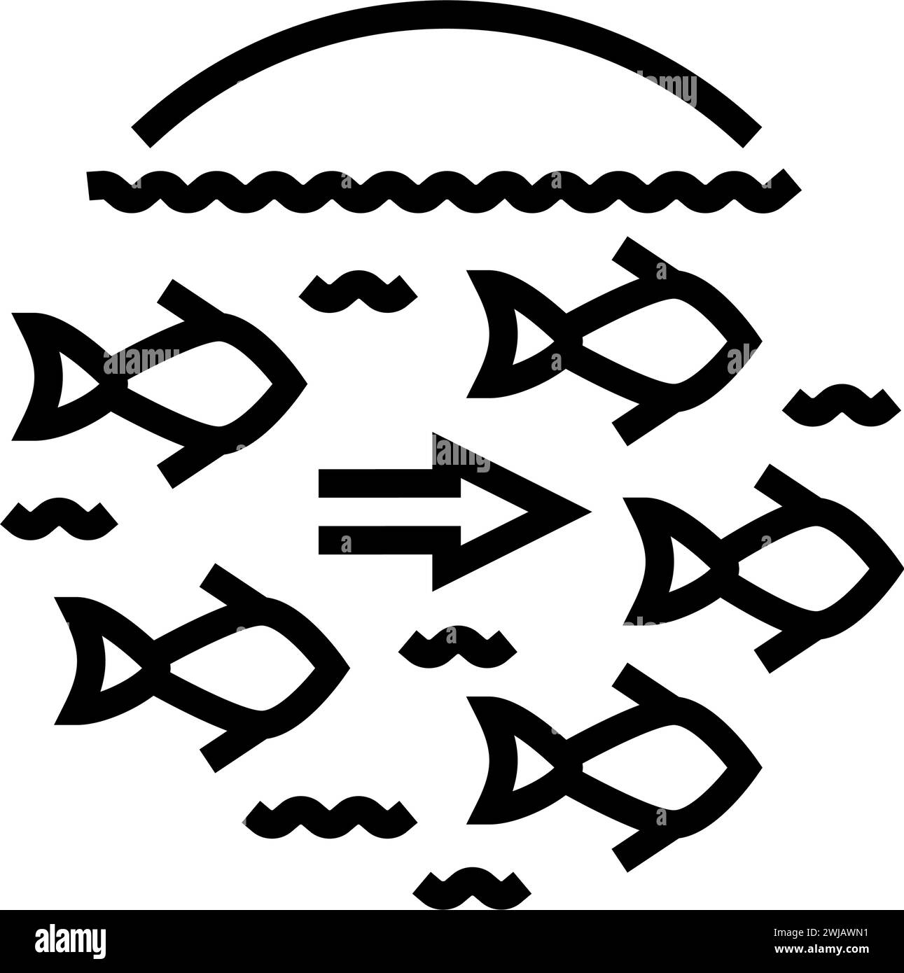 fish migration hydroelectric power line icon vector illustration Stock ...