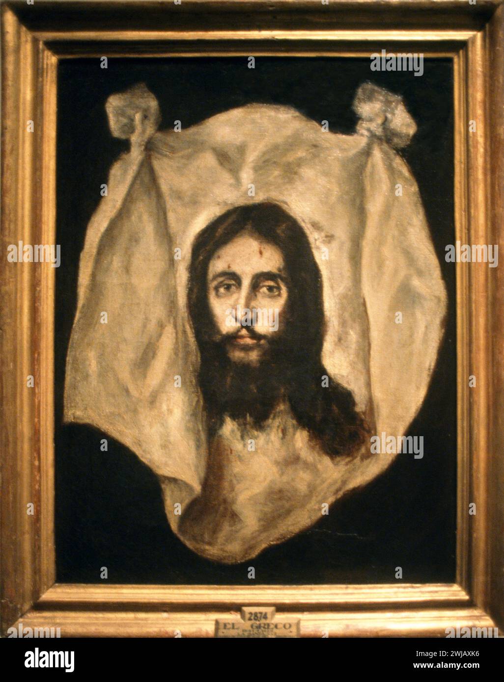 Madrid Spain Prado Museum Holy Face of Jesus (Veil of Veronica) 16th Century Painting by El-Greco Stock Photo