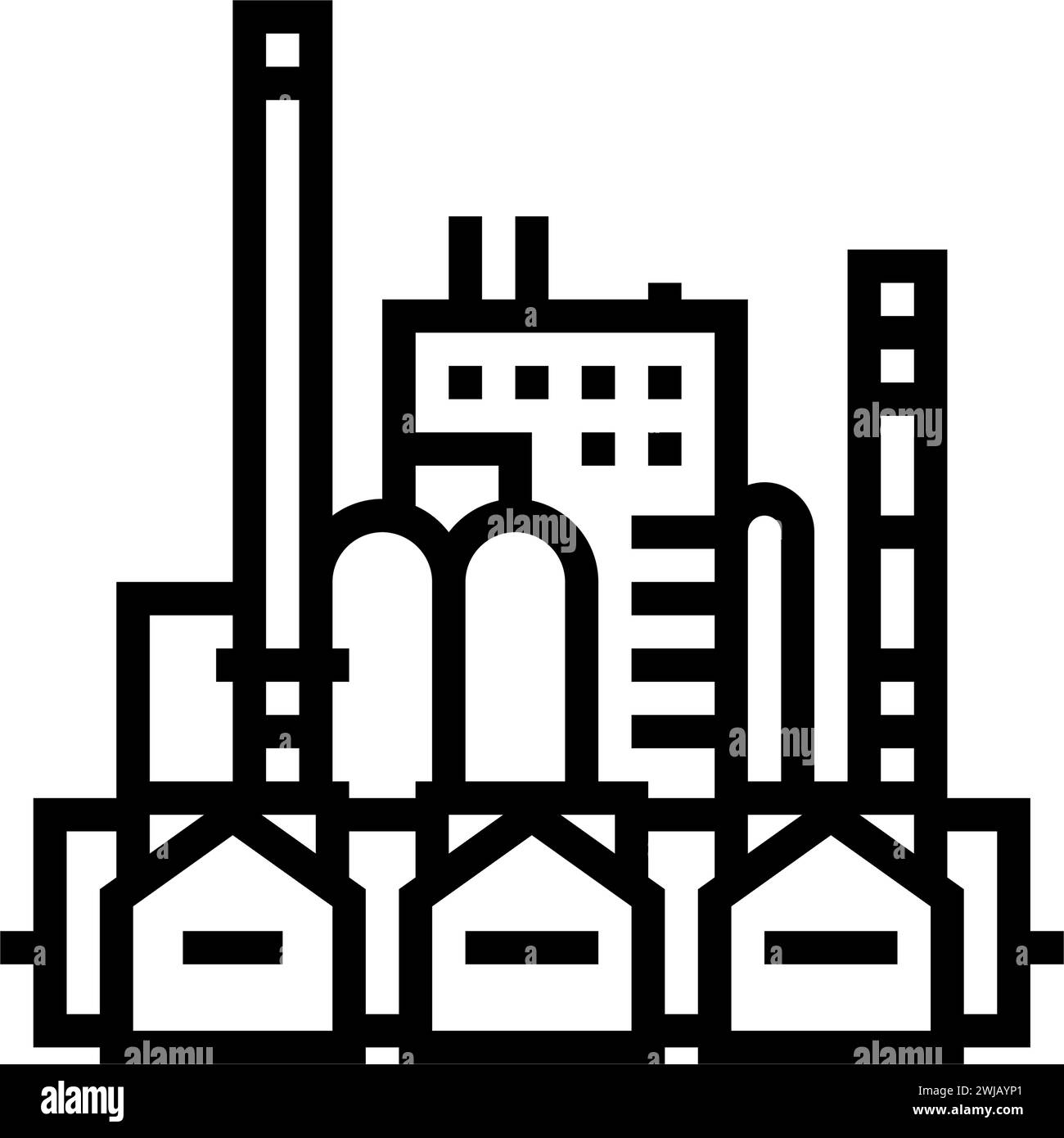refinery oil industry line icon vector illustration Stock Vector Image ...