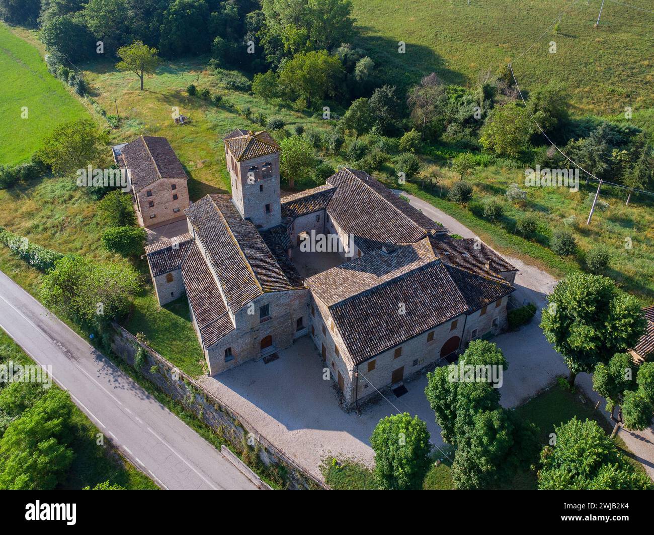 Amandola (Italy, Marche, Fermo province), abbey of Saints Ruffino and Vitale Stock Photo