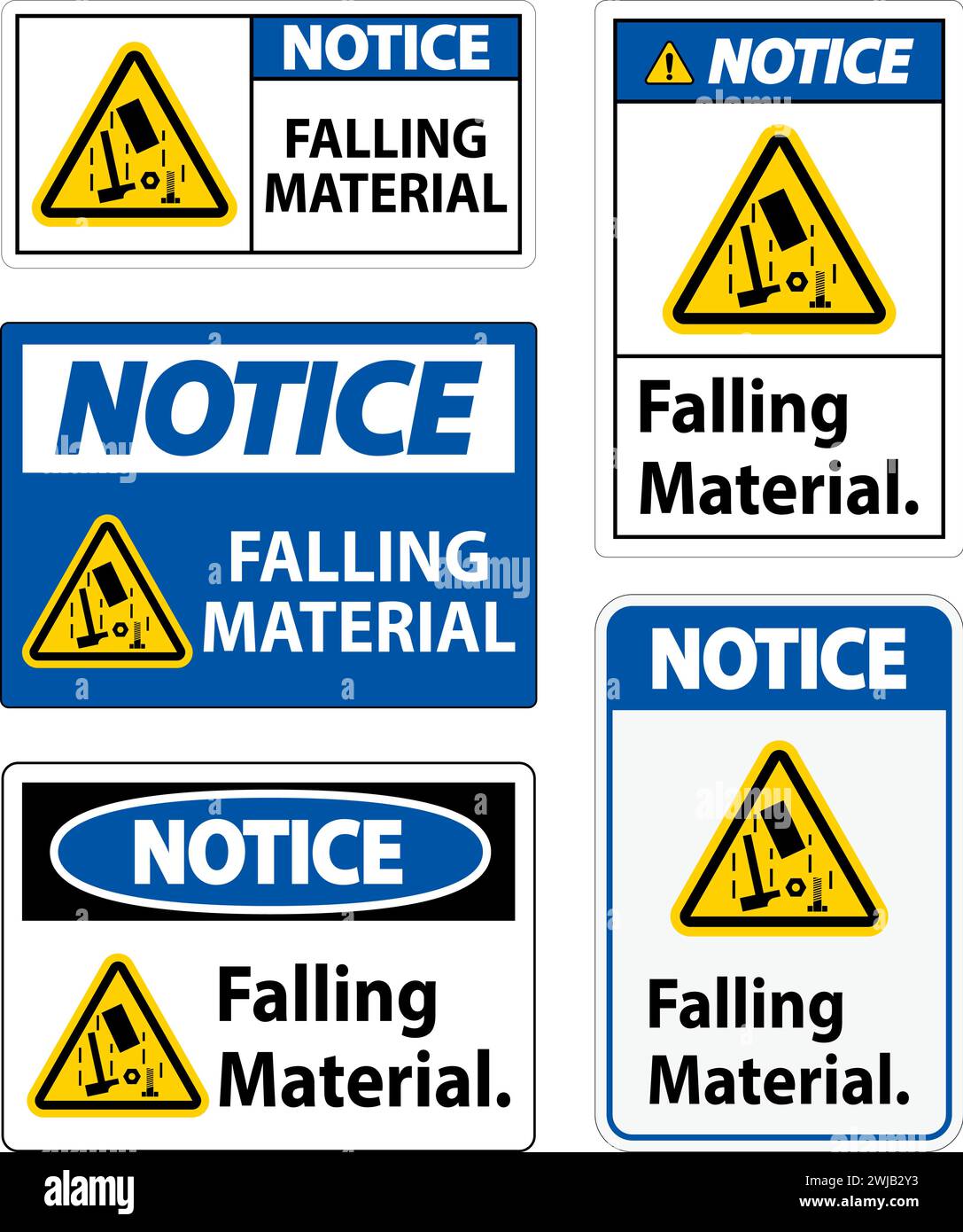 Notice Sign, Falling Material Stock Vector