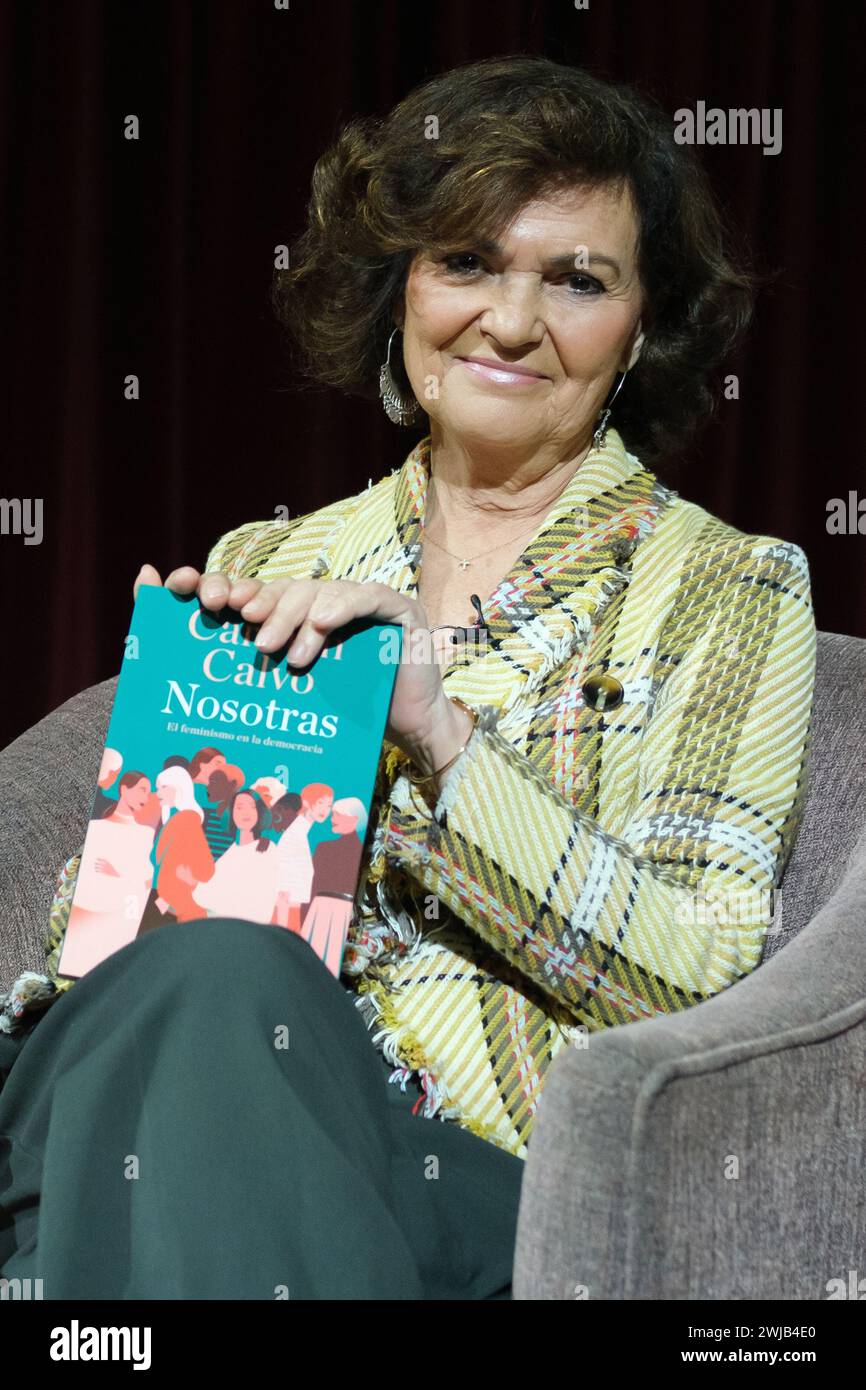 The president of the Council of State Carmen Calvo, during the presentation of her book 'Nosotras' at the Ateneo de Madrid, on 14 February, 2024 in Ma Stock Photo