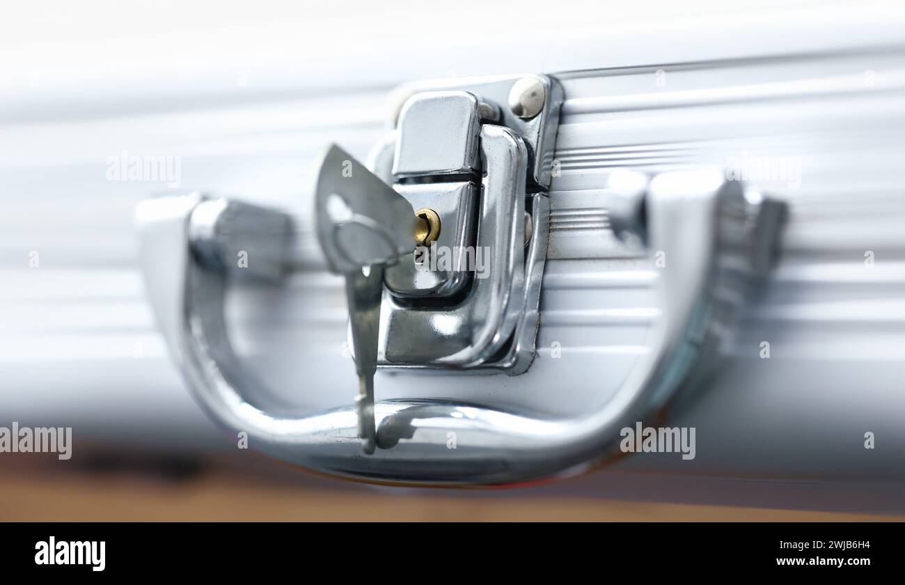 Business secret suitcase with handle Stock Photo