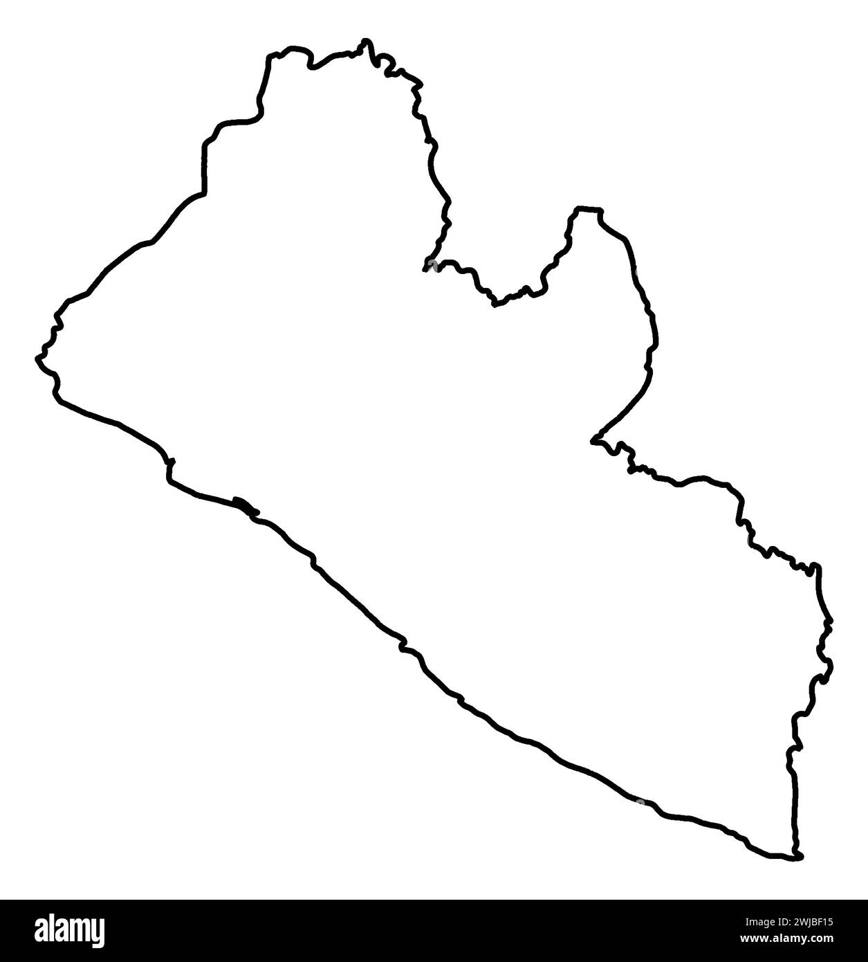 Liberia blackline outline silhouette map over a white background Stock Photo