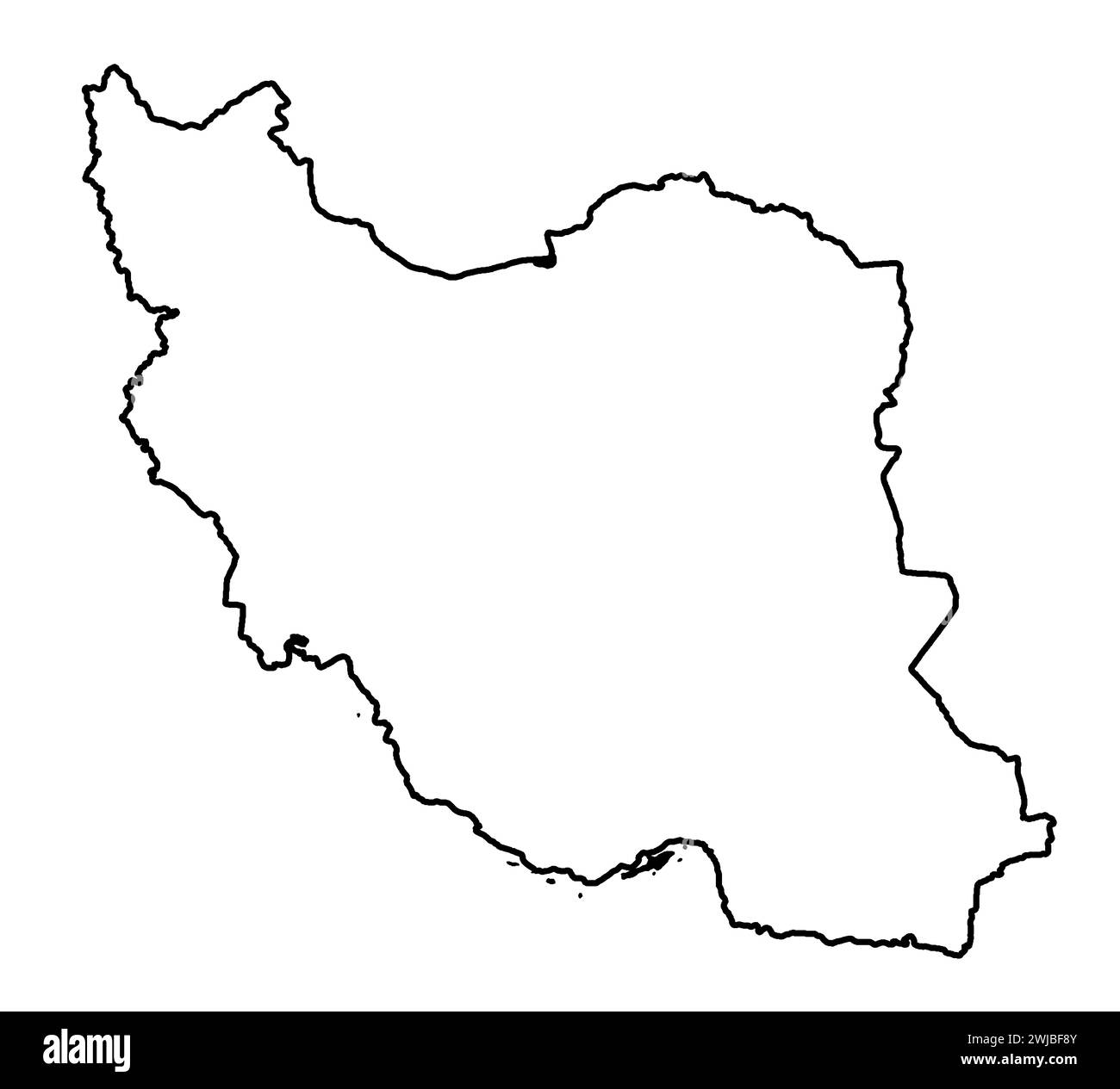 An Outline silhouette map of Iran over a white background Stock Photo
