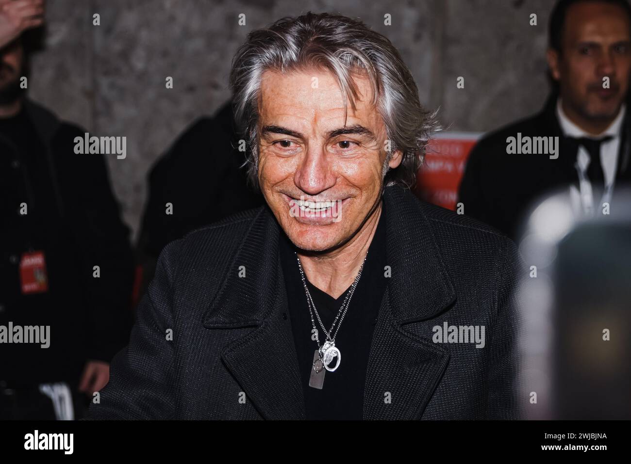 Milan, Italy. 13th Feb, 2024. Luciano Ligabue is being seen at the Teatro Lirico Giorgio Gaber in Milan, Italy, on February 13, 2024. (Photo by Alessandro Bremec/NurPhoto) Credit: NurPhoto SRL/Alamy Live News Stock Photo