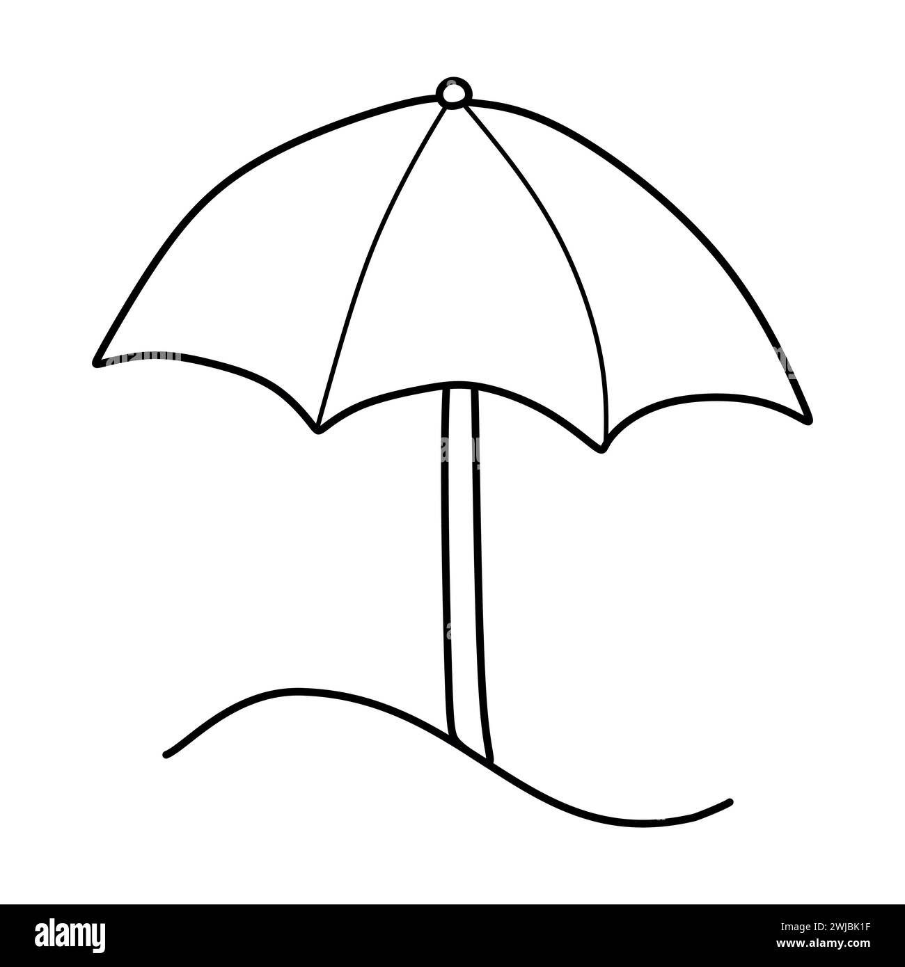 Hand drawn Line art Beach Umbrella icon Design Template. Vector sketch ...