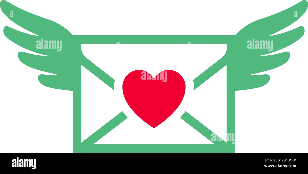fly envelope icon or Valentines day symbol, holiday sign designed for ...