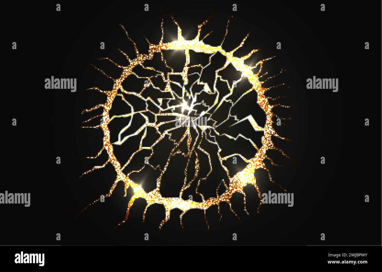 Abstract black and gold wall hole background Stock Vector