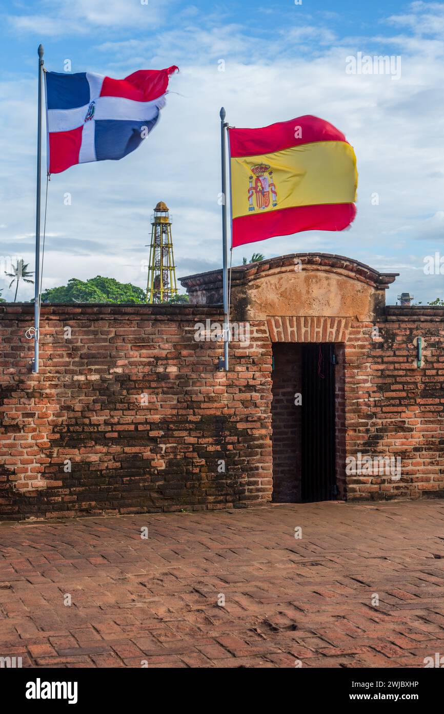 Flags of the Dominican Republic and Spain at Fortaleza San Felipe, now ...