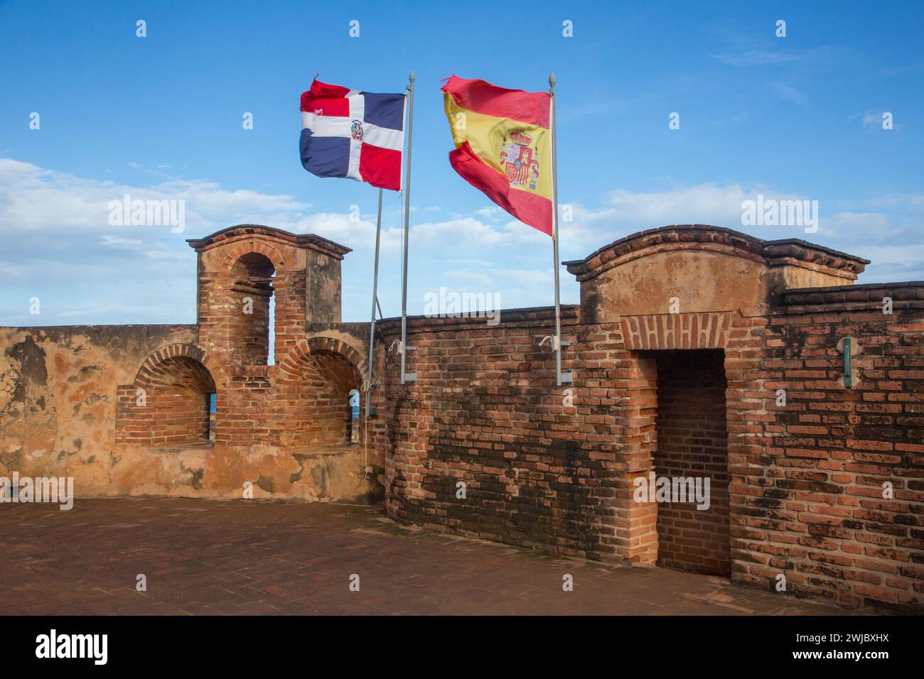 Flags of the Dominican Republic and Spain at Fortaleza San Felipe, now ...