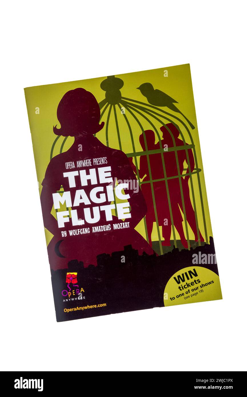 Programme for an Opera Anywhere production of The Magic Flute by Wolfgang Amadeus Mozart. Stock Photo