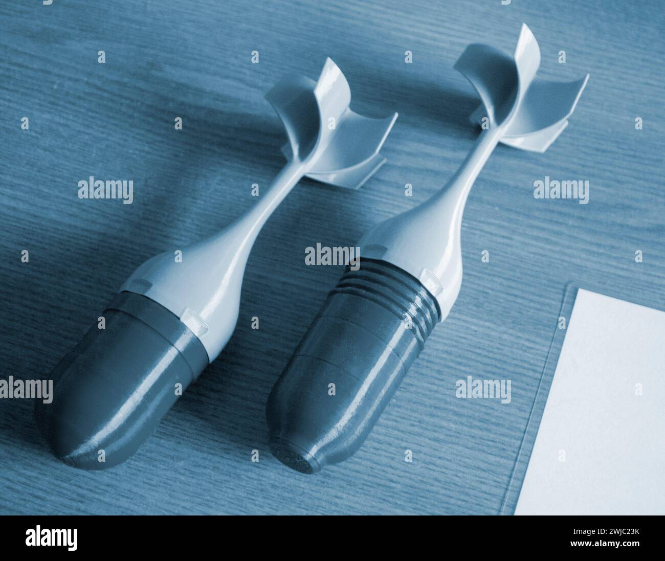 Prototype model of rocket bomb tip printed on 3D printer. Small models