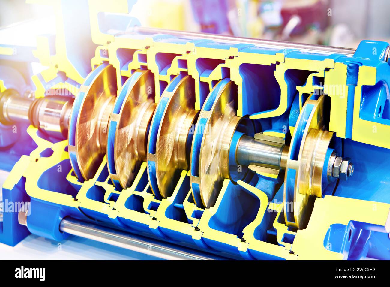 Multistage pump for water pipe cross section Stock Photo Alamy