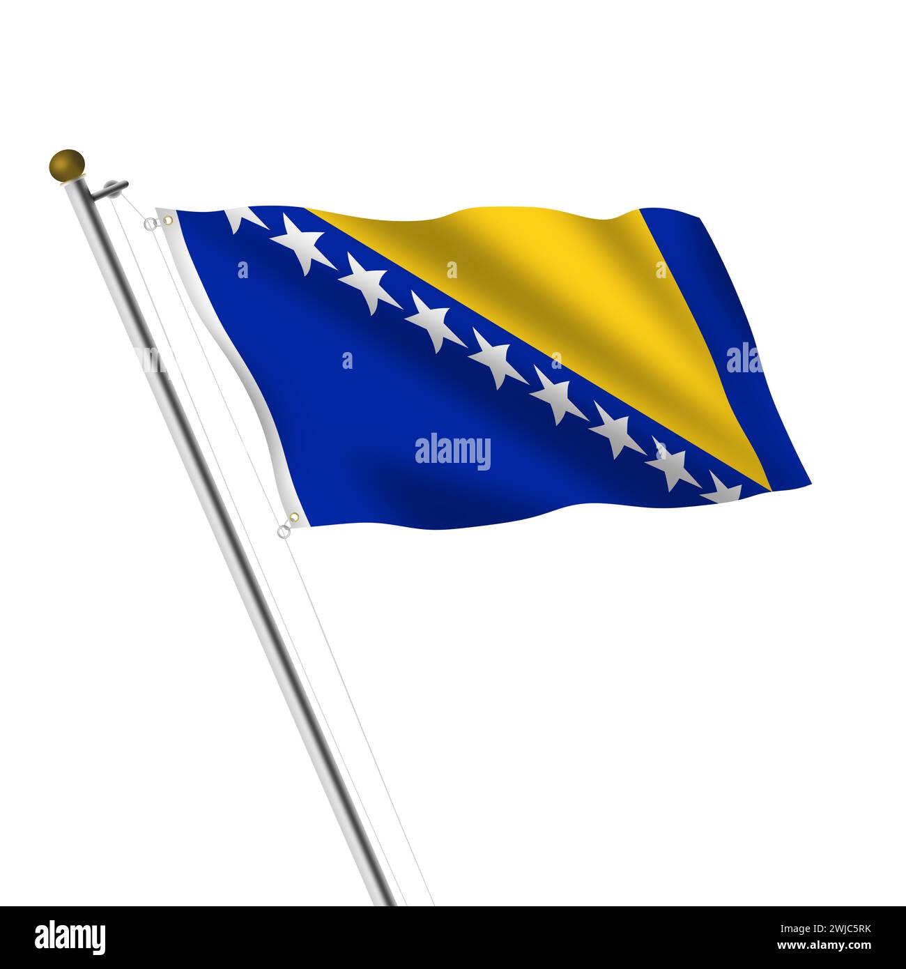 Bosnia Herzegovina Flagpole 3d illustration Stock Photo