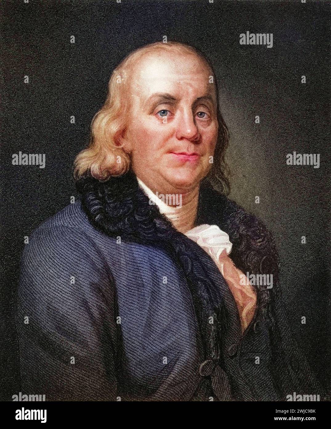 Benjamin Franklin geb. 17. Januar 1706 in Boston gest. 17. April 1790 in Philadelphia, Pennsylvania war ein amerikanischer Drucker, Verleger, Schrifts Stock Photo