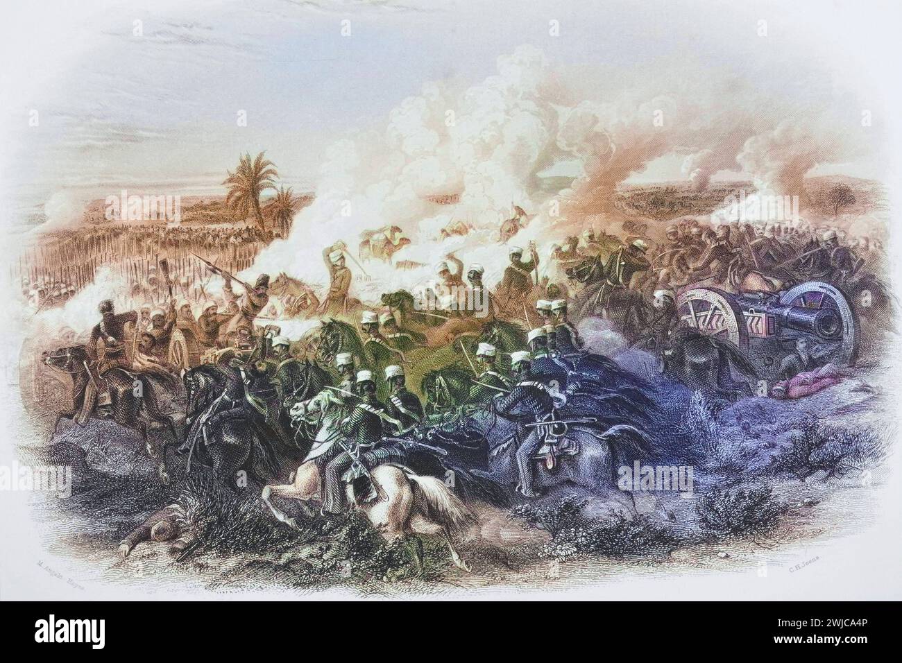 Die Schlacht von Moodkee in Indien, 1845, Historisch, digital restaurierte Reproduktion von einer Vorlage aus dem 19. Jahrhundert, Record date not sta Stock Photo
