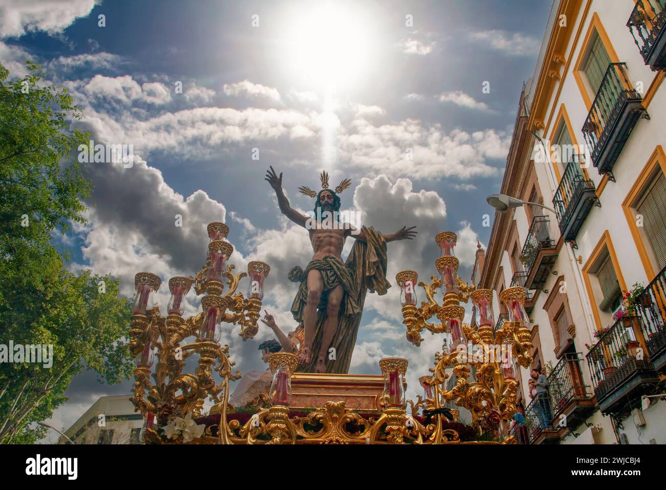 Mystery Passage of the Brotherhood of the Resurrection, Holy Week in Seville Stock Photo