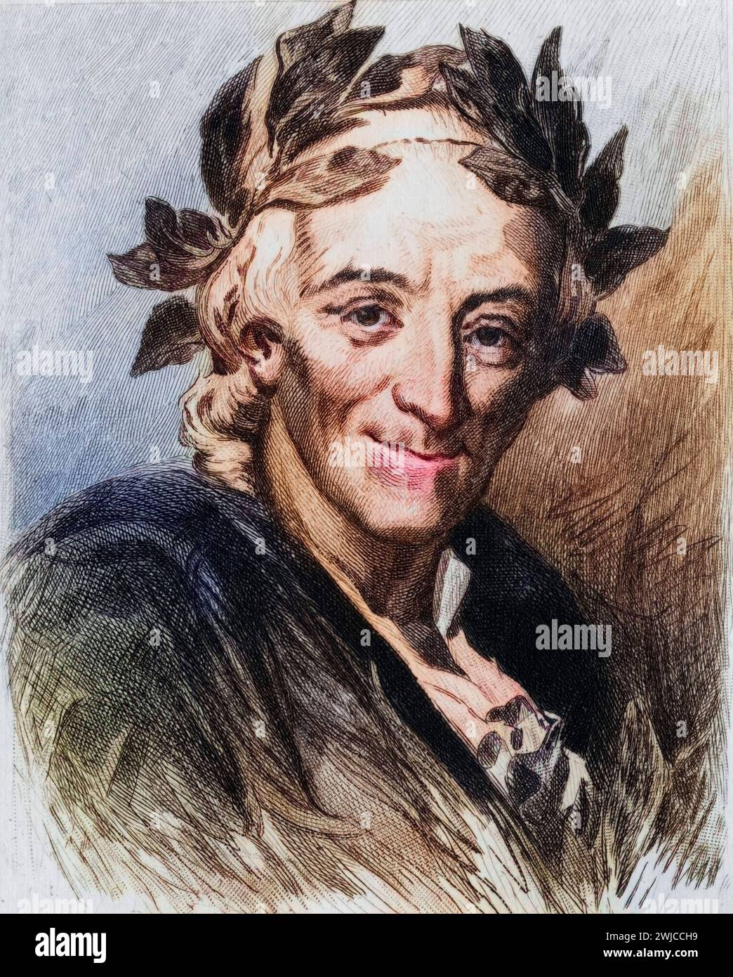 Voltaire, Pseudonym von Francois-Marie Arouet, 1694-1778. Französischer Schriftsteller und Philosoph, Historisch, digital restaurierte Reproduktion vo Stock Photo