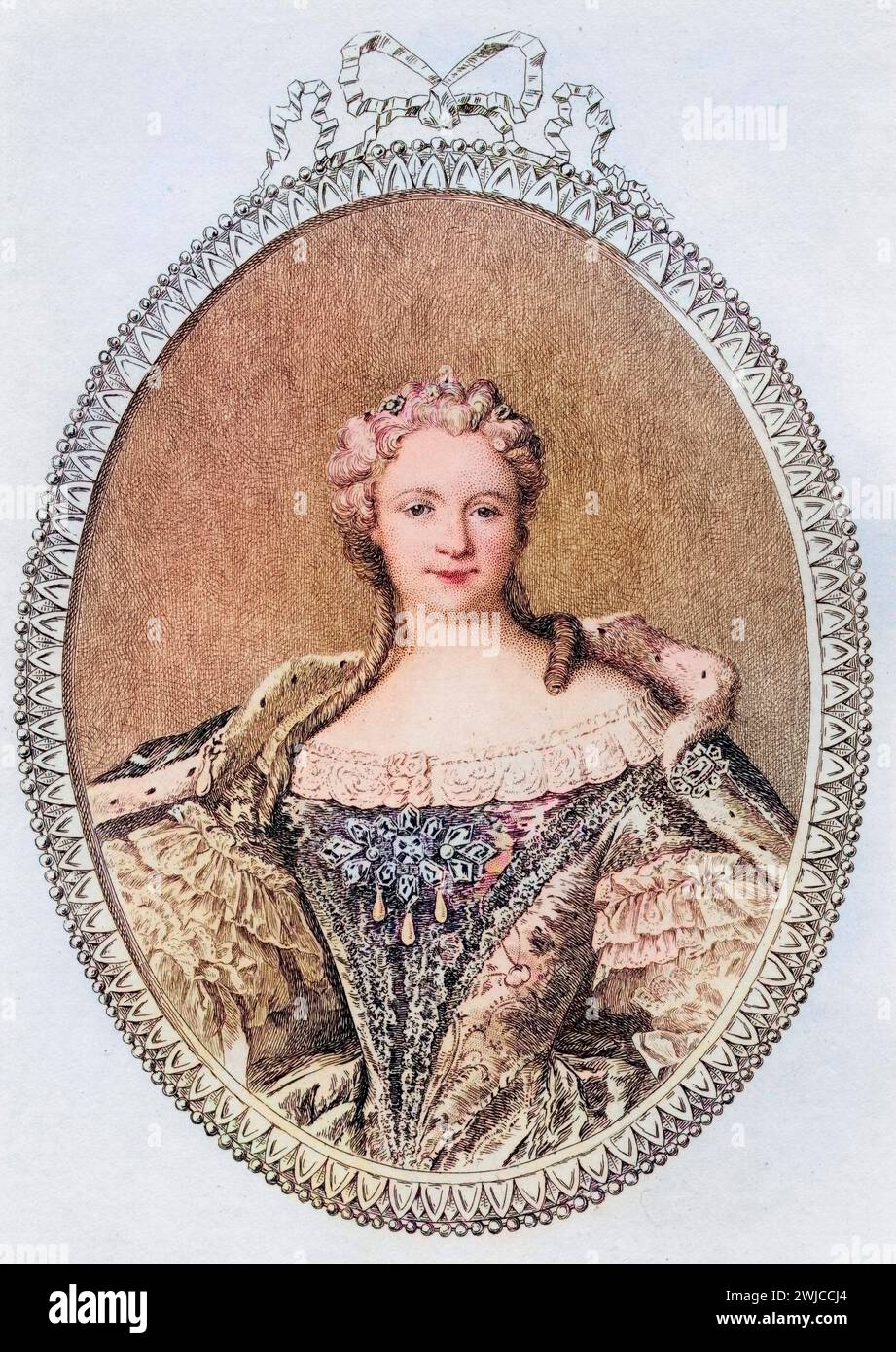 Marie-Catherine -Sophie-Felicite Leczinska,1703-1768. Queen of France and Navarre., wife of Louis XV. Etching by Mercier after the painting by Tocque. Stock Photo