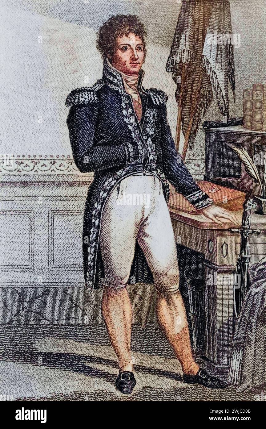 Louis Alexandre Berthier, 1753-1815. Prince of Neuchatel and Wagram. Marshal of France and chief of staff under Napoleon.Photo-etching after the paint Stock Photo